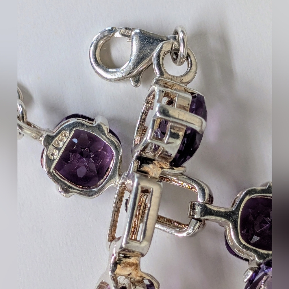 7.5" Sterling Silver Natural Amethyst 8.5mm Tennis Bracelet - Picture 9 of 9